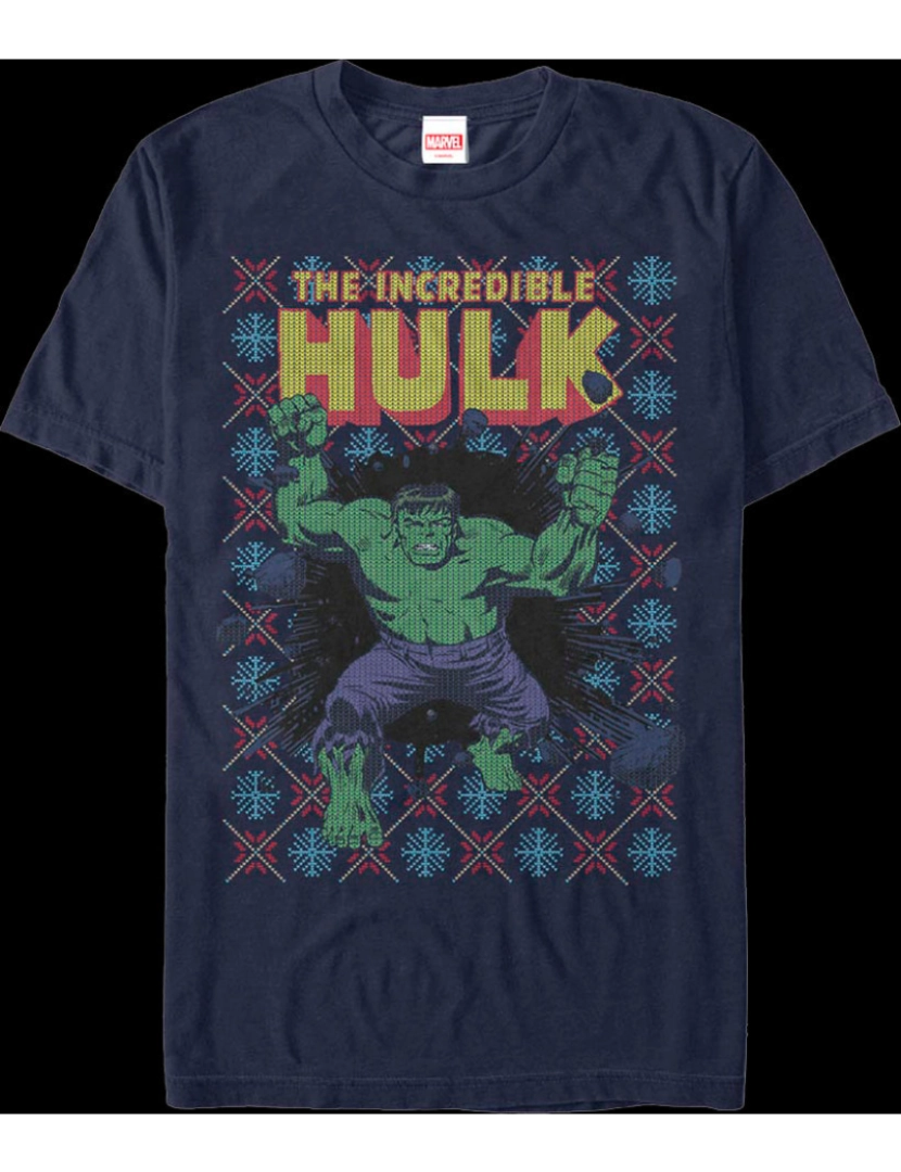 imagem de Incrível Hulk Faux Feio Suéter de Natal Camiseta Marvel Comics-S1