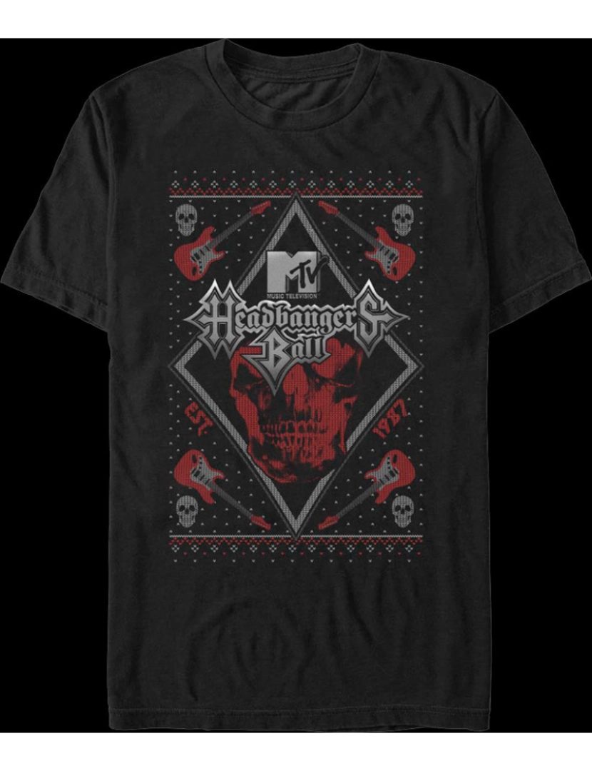 Rockinstone - Headbangers Ball Faux Ugly Christmas Sweater Camiseta MTV-S