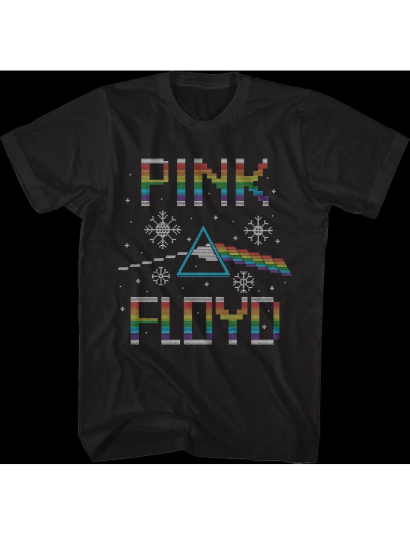 Rockinstone - Camiseta Dark Side of the Moon Faux Ugly Christmas Pink Floyd-S