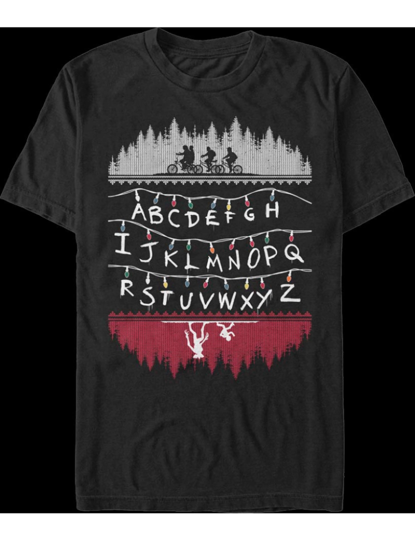 imagem de Camiseta de malha feia e falsa com luzes de Natal Stranger Things-S1