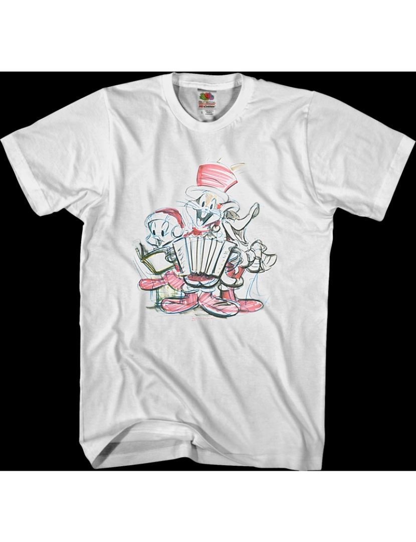 Rockinstone - Camiseta Looney Tunes Esboço de Caroling de Natal-S