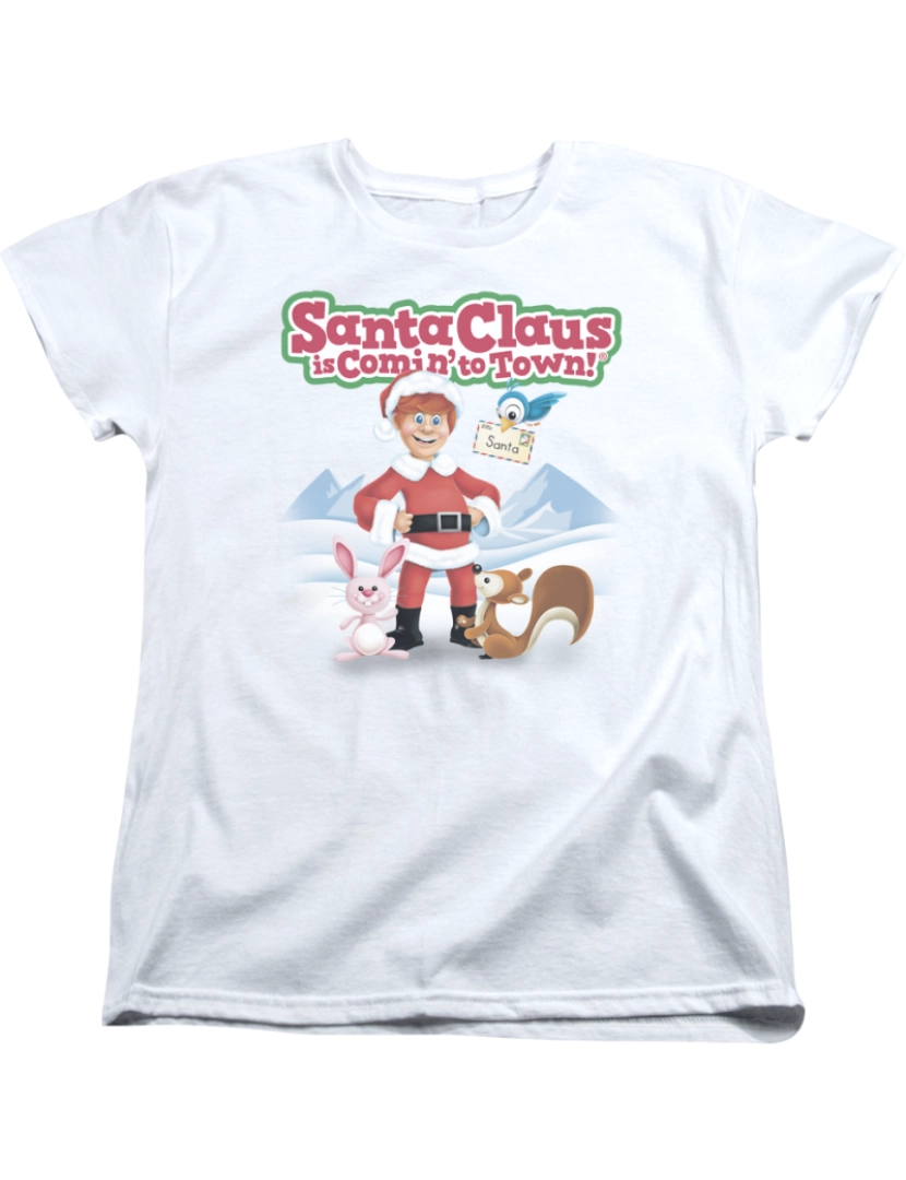 Rockinstone - Camiseta feminina Papai Noel está chegando à cidade-S