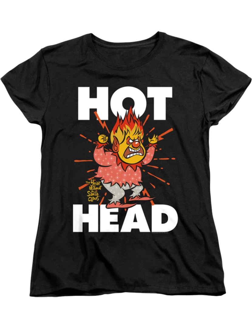 Rockinstone - Mulheres Heat Miser Hot Head o ano sem camisa de Papai Noel-S