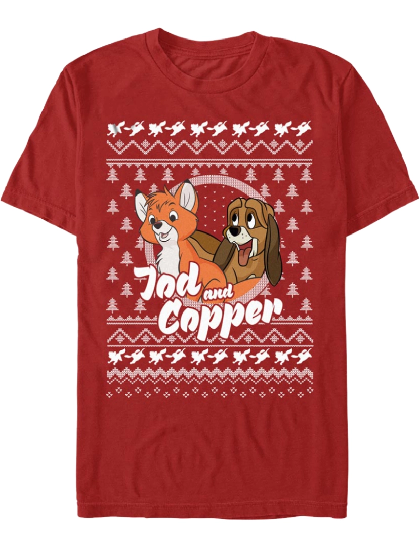 Rockinstone - Suéter de Natal feio falso da raposa e do cão Disney Camiseta-S