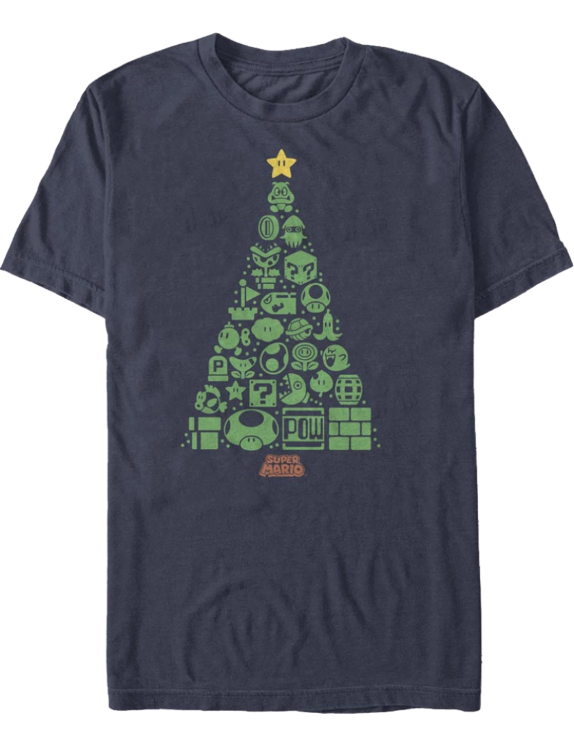 Rockinstone - Camiseta Super Mario Bros. Icons Christmas Tree Nintendo-S