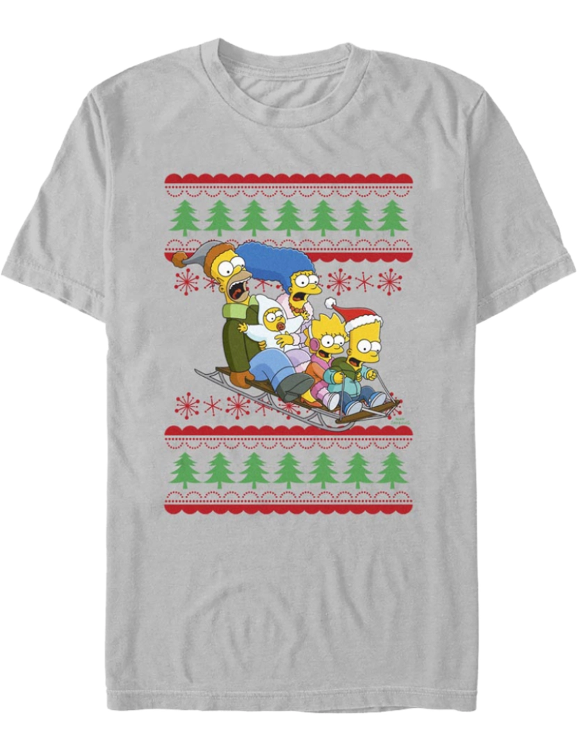 imagem de Camiseta dos Simpsons com suéter de Natal feio e falso para passeio de trenó-S1