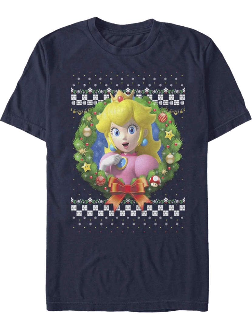 imagem de Camiseta Princesa Peach Christmas Wreath Super Mario Bros.-S1