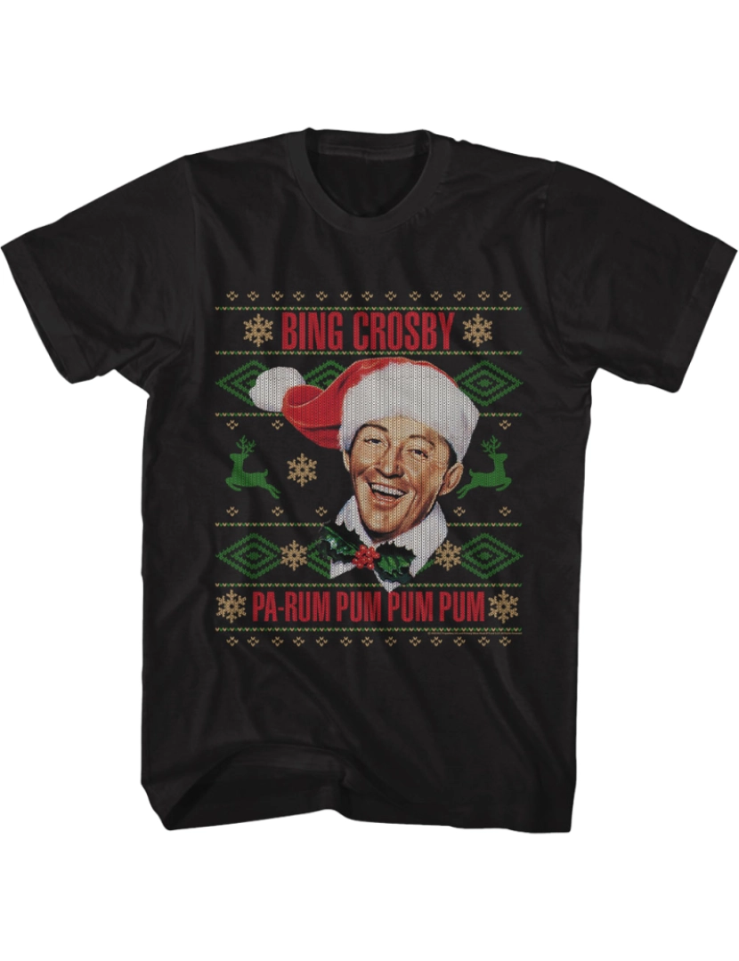 Rockinstone - Suéter de Natal feio falso Pa-Rum Pum Pum Pum Bing Crosby-S