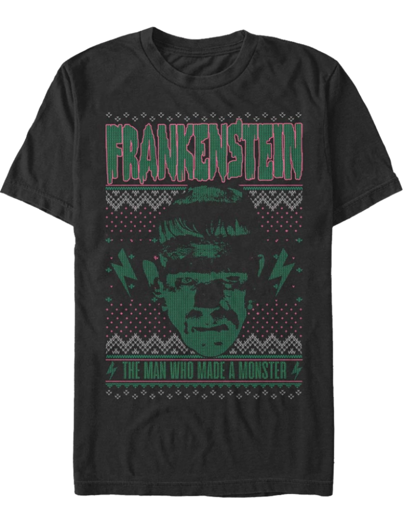 imagem de Camiseta Frankenstein com suéter de Natal Monster Faux Ugly-S1