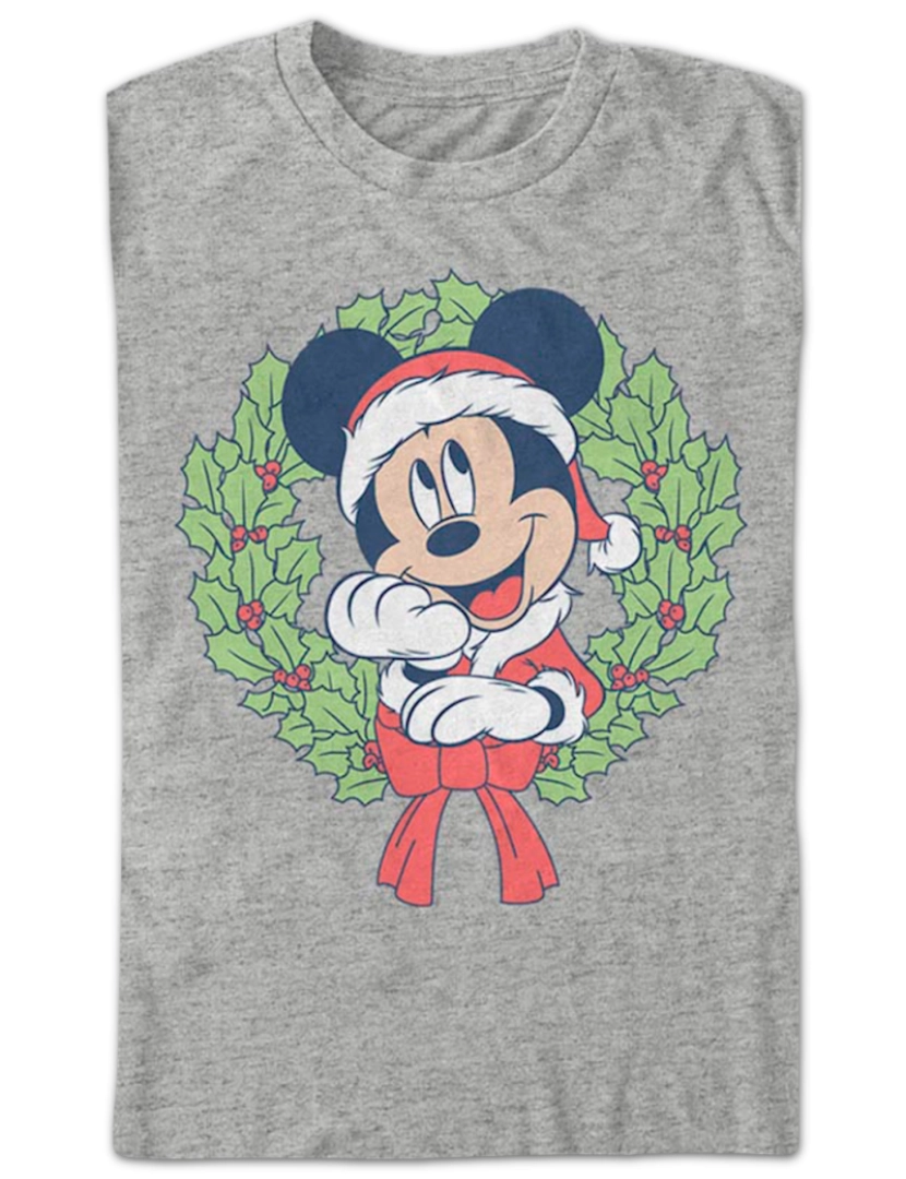 Rockinstone - Camiseta Disney com guirlanda de Natal do Mickey-S