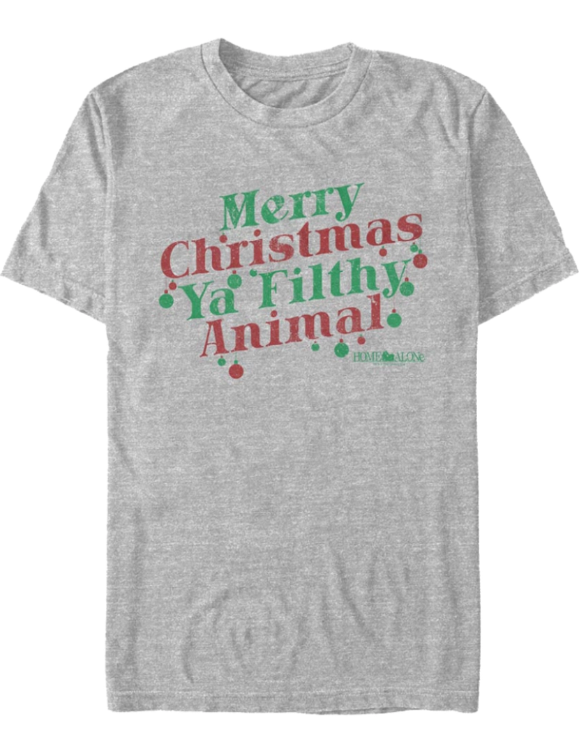 Rockinstone - Camiseta Feliz Natal Ya Filthy Animal Ornaments Sozinho em Casa-S