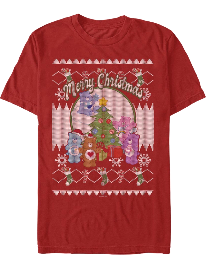 Rockinstone - Camiseta Feliz Natal Faux Ugly Sweater Care Bears-S