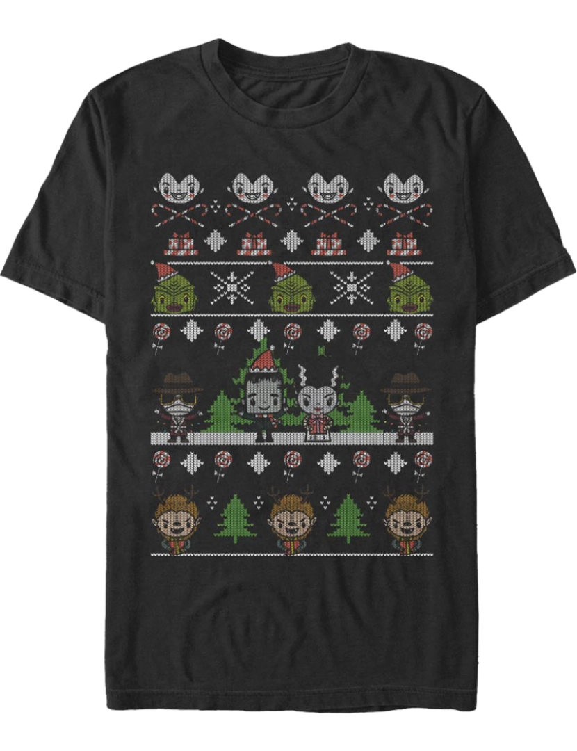 Rockinstone - Camiseta com suéter de Natal falso feio e monstros universais-S