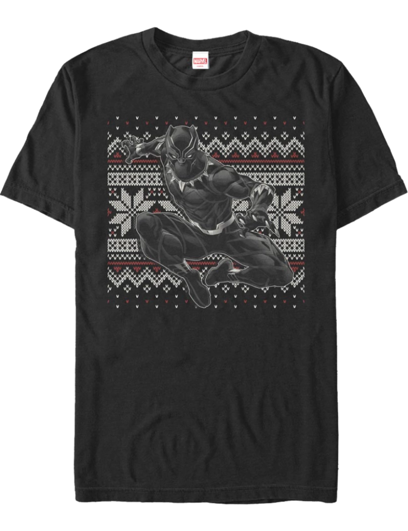 Rockinstone - Suéter de Natal falso feio da Pantera Negra Camiseta da Marvel Comics-S