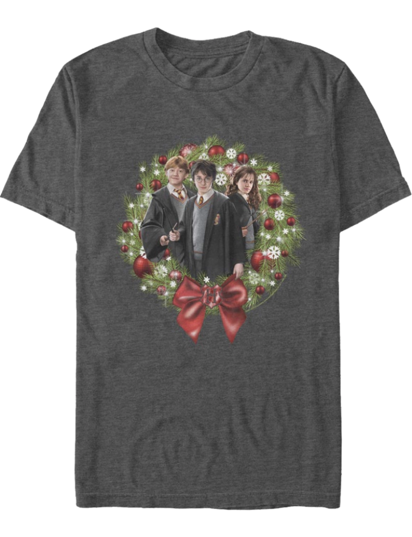 Rockinstone - Camiseta Harry Potter com guirlanda de Natal-S