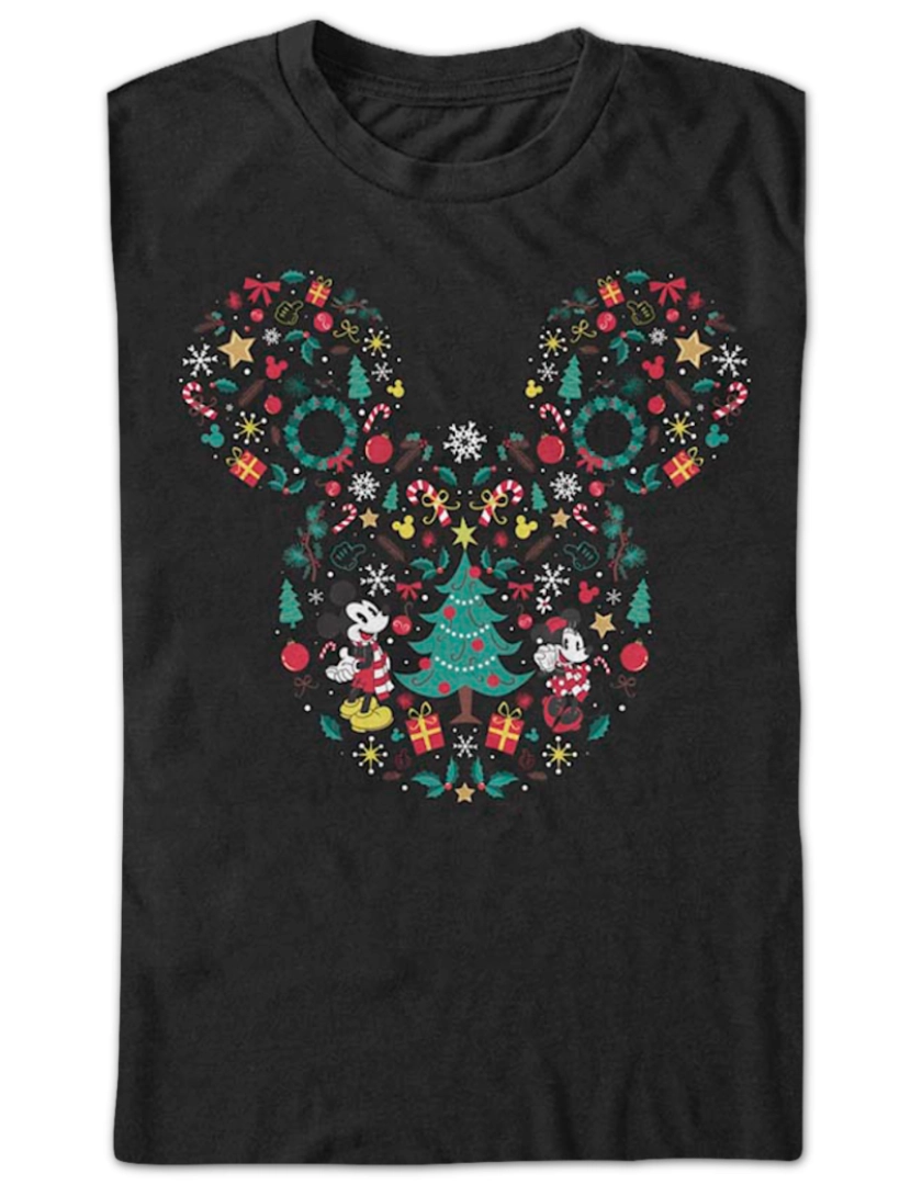 Rockinstone - Camiseta com design de Natal do Mickey Mouse-S