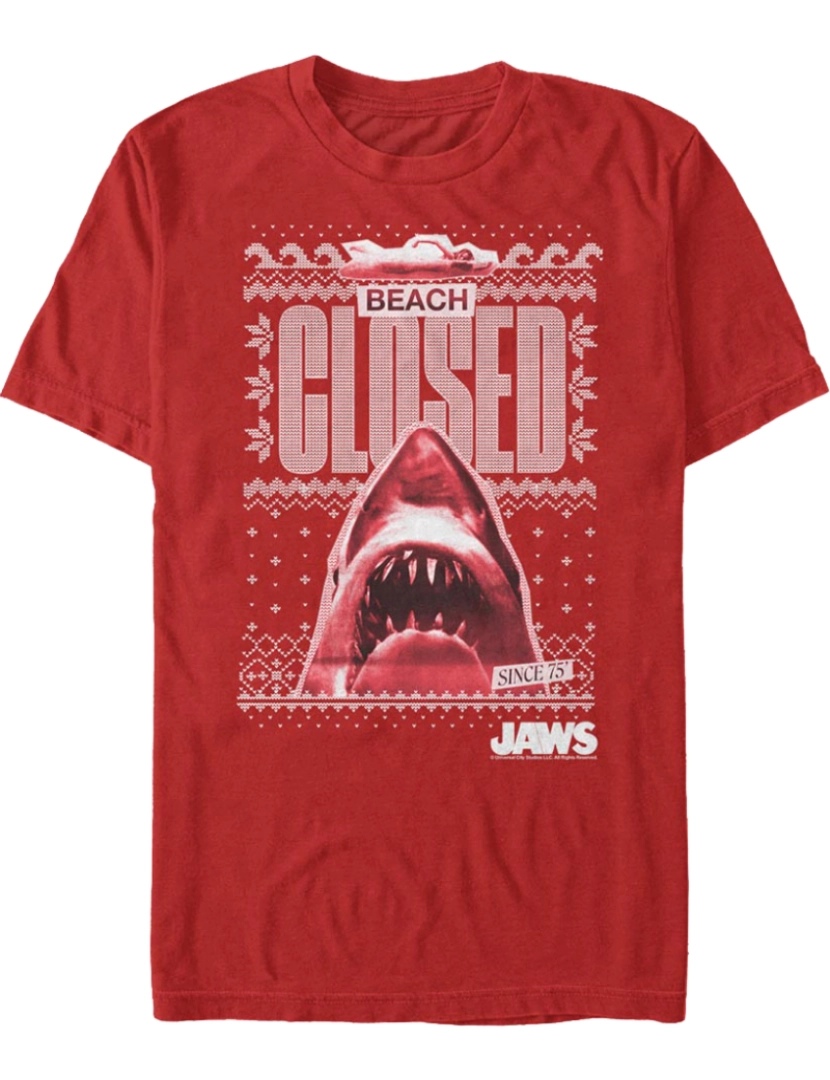 Rockinstone - Camiseta de Natal feia e falsa fechada na praia Jaws-S