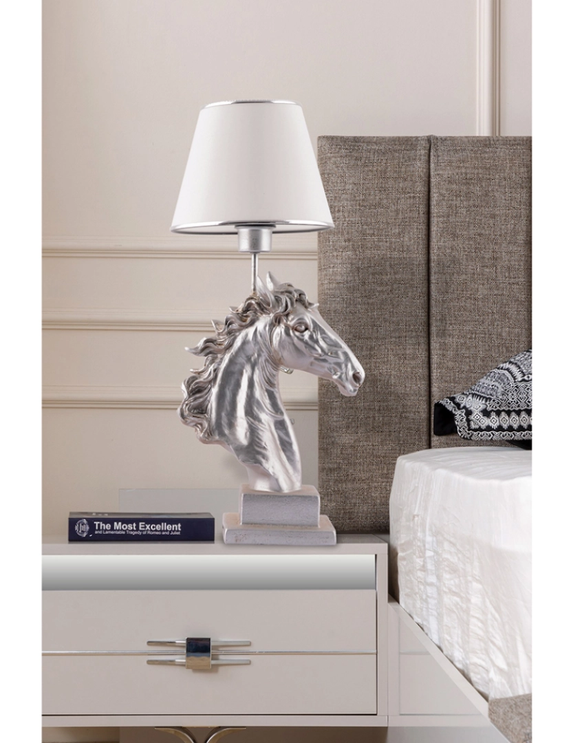 ASR - Candeeiro Mesa Horse - White, Silver White Silver