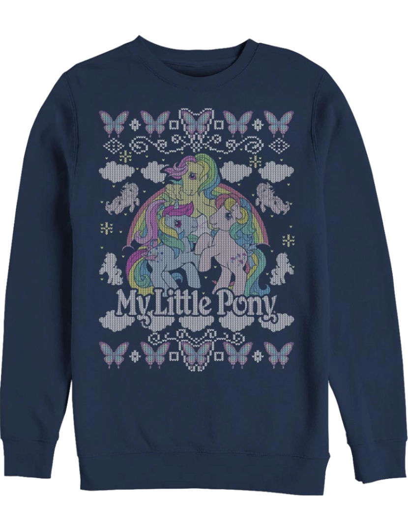 Rockinstone - Moletom de Natal My Little Pony de malha feia e falsa-S