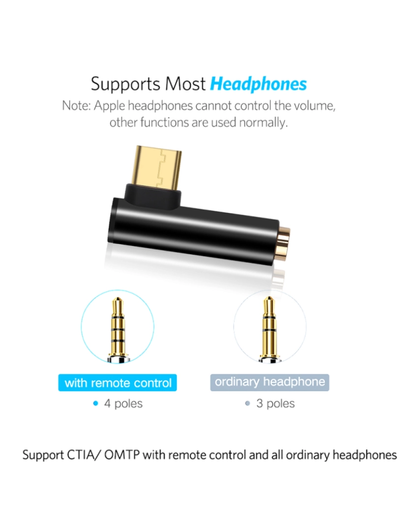 imagem de Adaptador de áudio USB-C para 3,5 mm para fones de ouvido Black3