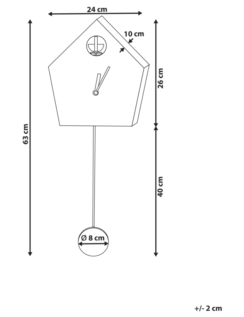 imagem de Relógio de cuco para parede em MDF 24 x 63 cm design sem números com pêndulo para decoração de quartos de criança ou sala de estar2