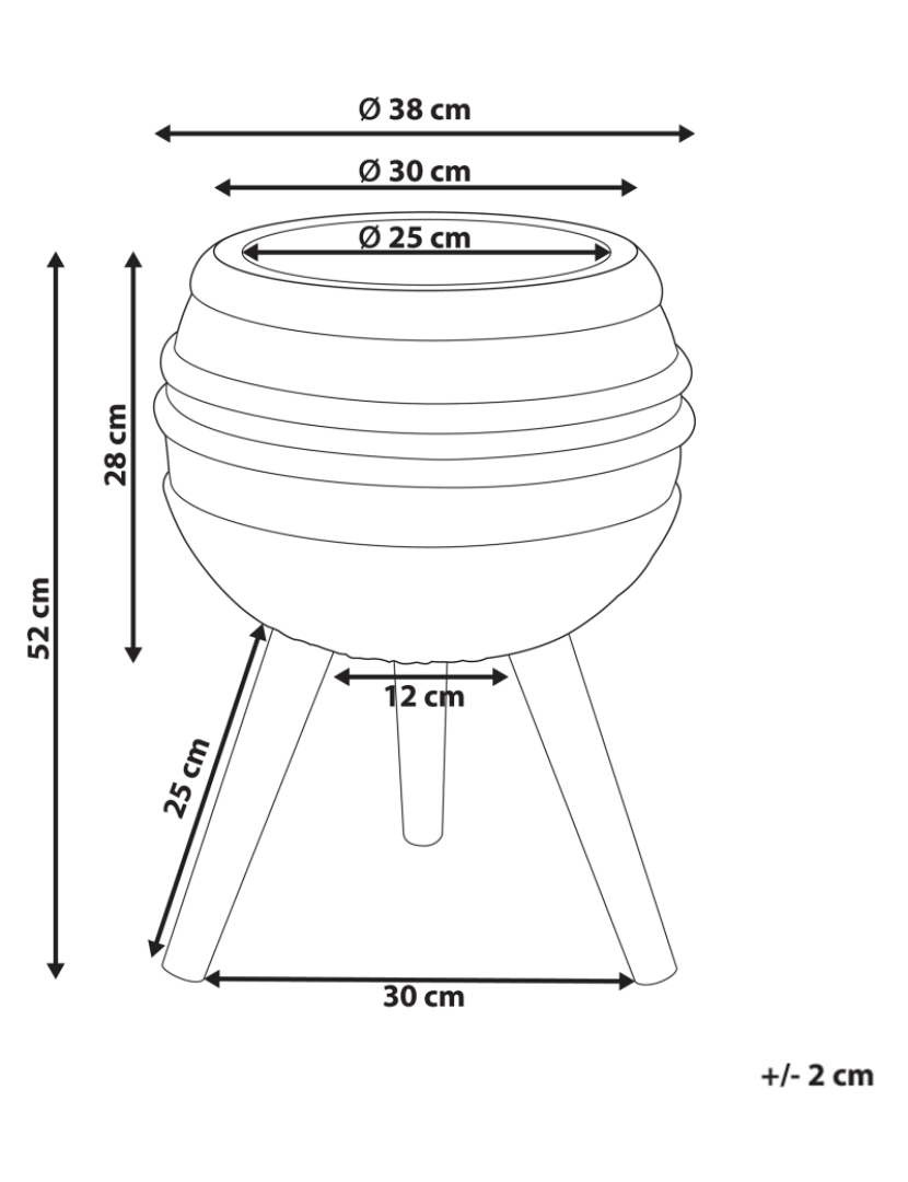 imagem de Suporte alto para plantas com vaso redondo em magnésio e base em madeira maciça creme e cinzento2