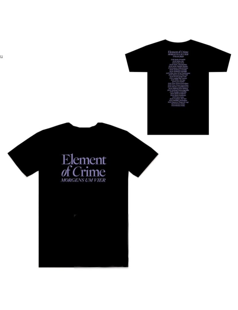 Rockinstone - Camiseta Element Of Crime Morgens Um Vier Tour Camiseta Preta-S