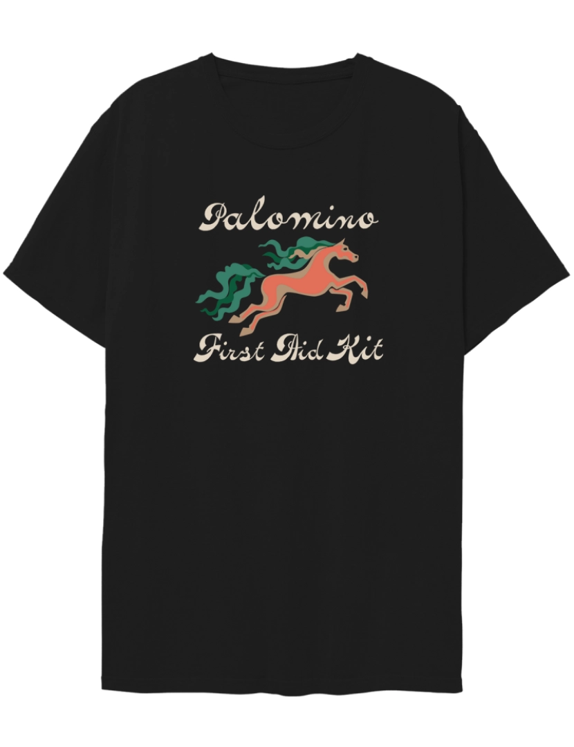 Rockinstone - Camiseta Preta com Ilustração de Cavalo do Kit de Primeiros Socorros-S