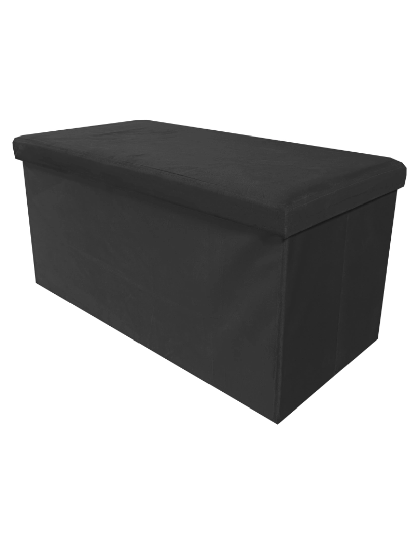 imagem de Puff otomano dobrável de veludo retangular para armazenamento 76x38x38cm | Página inicial de Nyana | Estilo Otomano | Veludo macio | Preto2