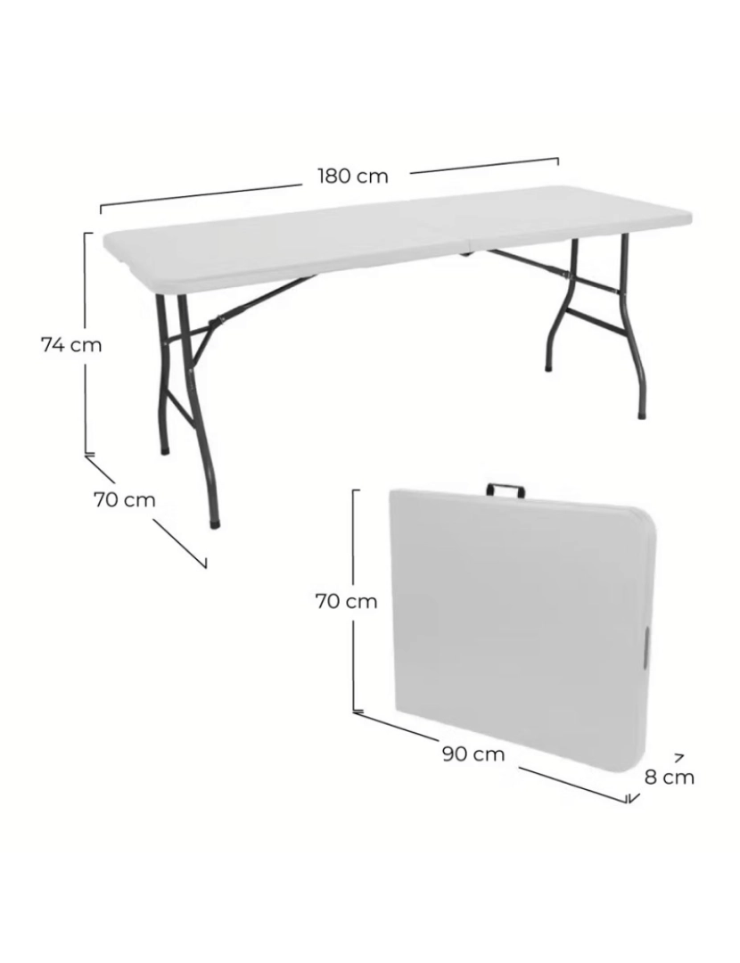 imagem de Mesa dobrável retangular de resina 180x70x74cm Mesa externa multiuso, camping, eventos, externo, interno6