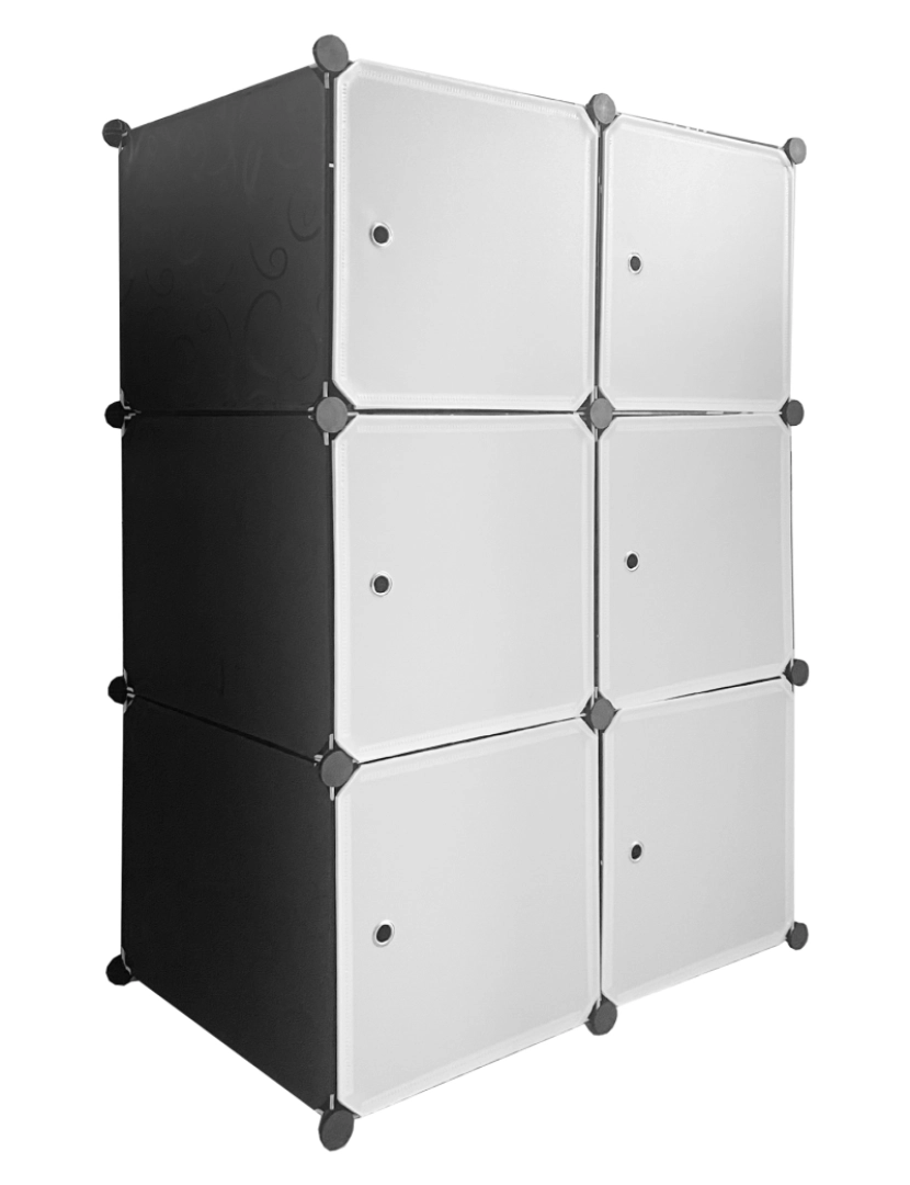 imagem de Guarda-roupa em cubo personalizável, caixa básica nyana home 6 cubes/portas, organização doméstica, cabideiro, sapateira, 110x75x47cm, preto3