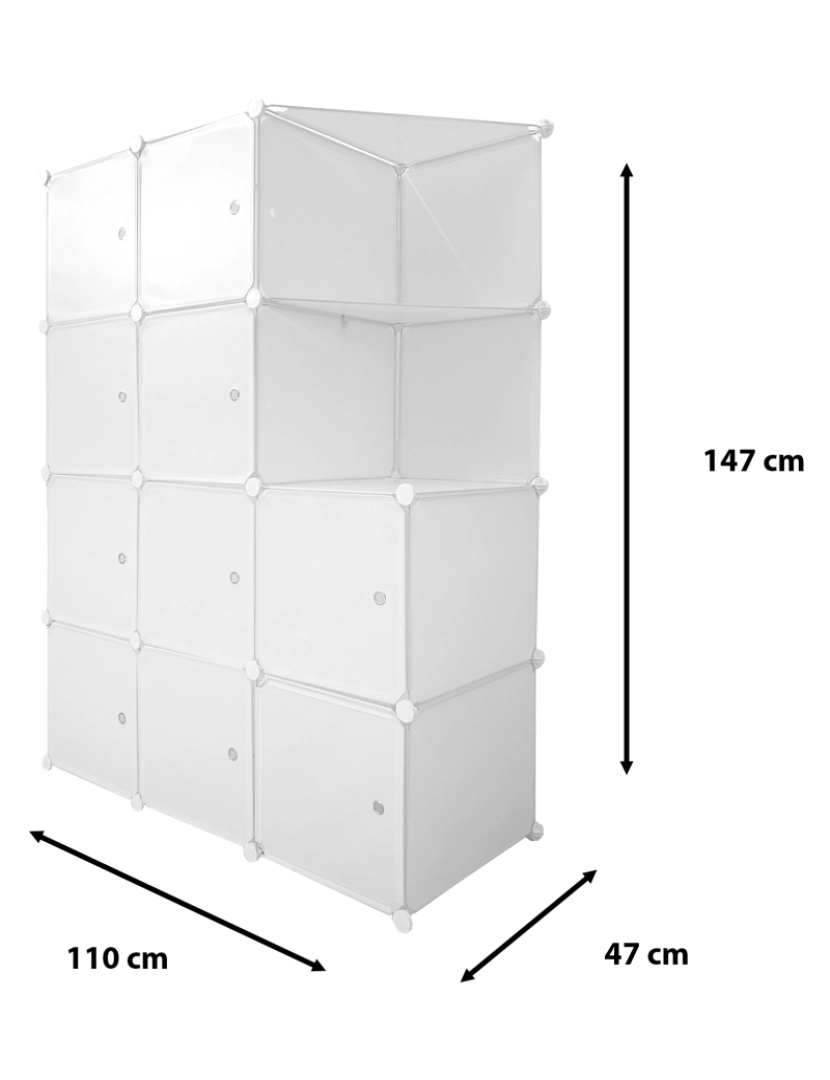 imagem de Guarda-roupa em cubo personalizável, caixa nyana home 10 cubes/portas, organização doméstica, cabideiro, sapateira, 147x110x47cm, branco5