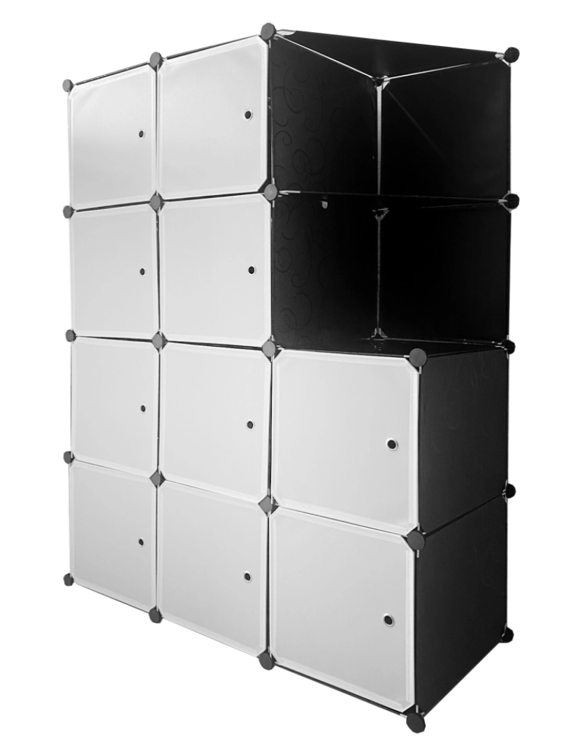 imagem de Guarda-roupa em cubo personalizável, caixa nyana home 10 cubes/portas, organização doméstica, cabideiro, sapateira, 147x110x47cm, preto4