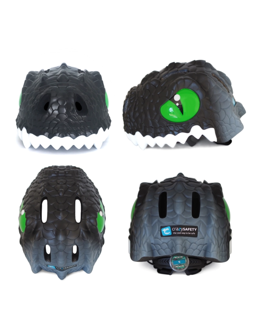 imagem de Crazy Safety kit - Capacete Dragão Preto infantil, mochila, campainha, luvas2