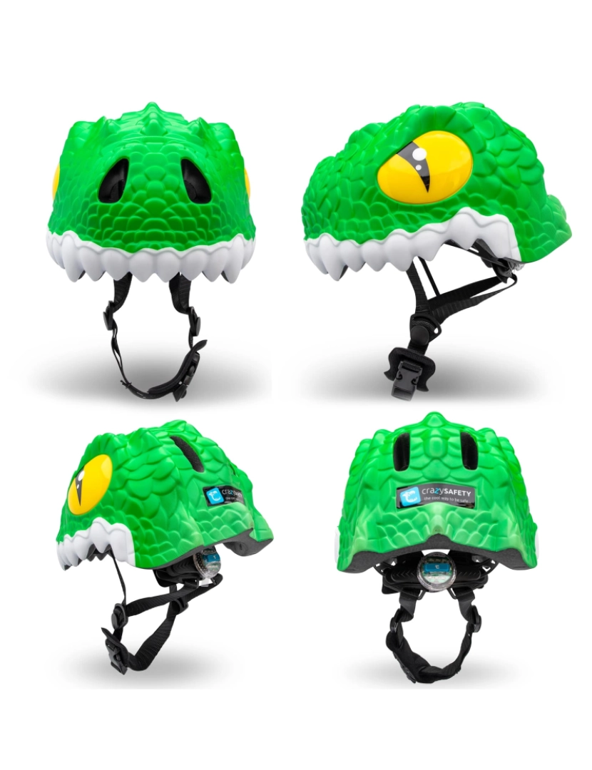 imagem de Crazy Safety kit - Capacete Crocodilo Verde infantil, mochila, campainha, luvas2