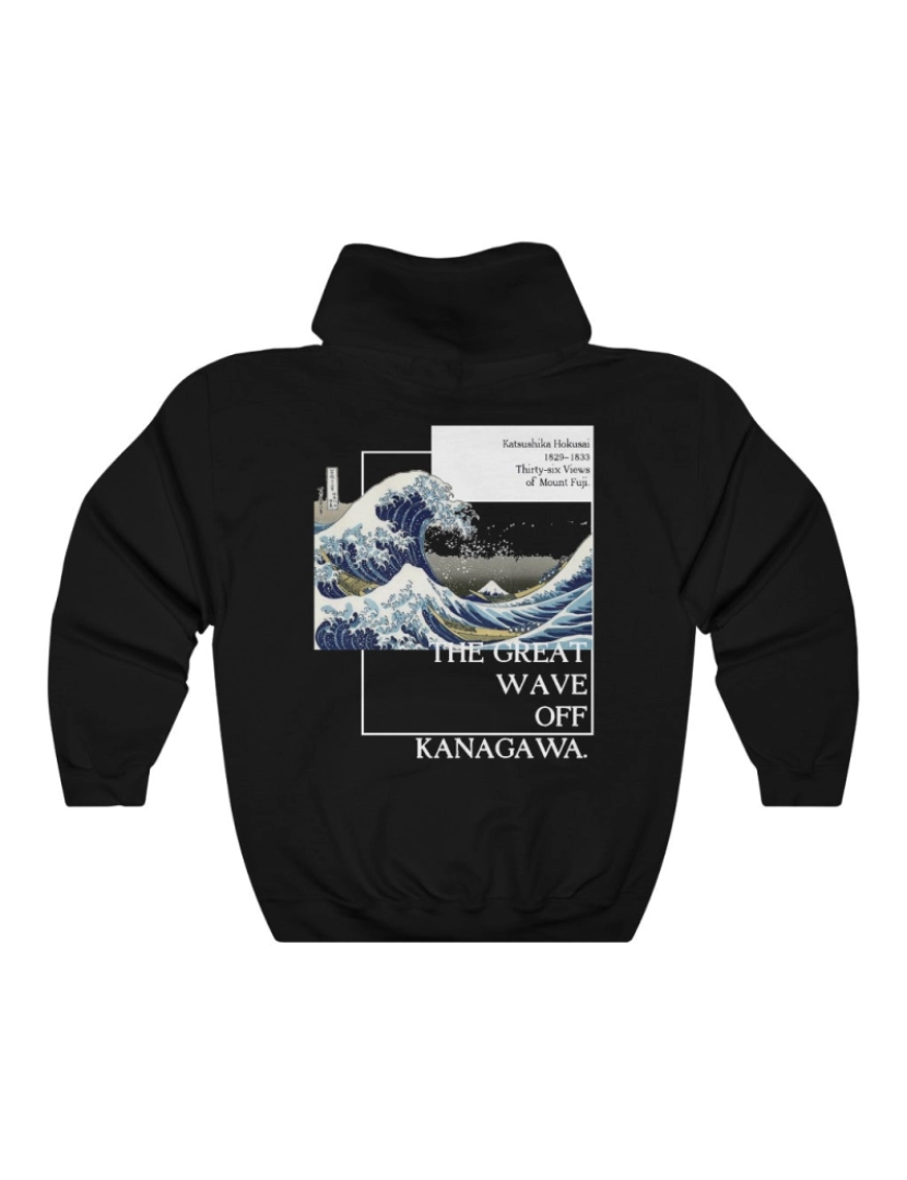 Rockinstone - Moletom com capuz The Great Wave of Kanagawa - Backprint CrewneckHoodie-S