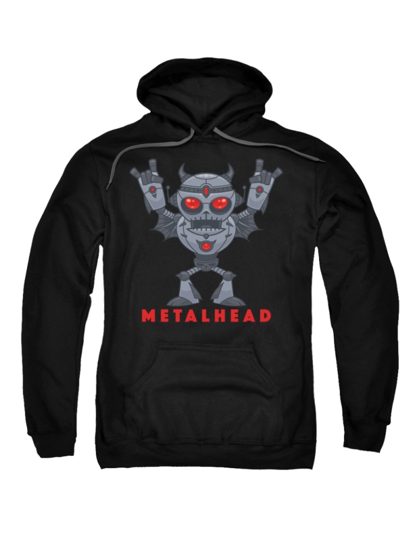 Rockinstone - Metalhead Heavy Metal Robot Devil com moletom com texto CrewneckHoodie-S