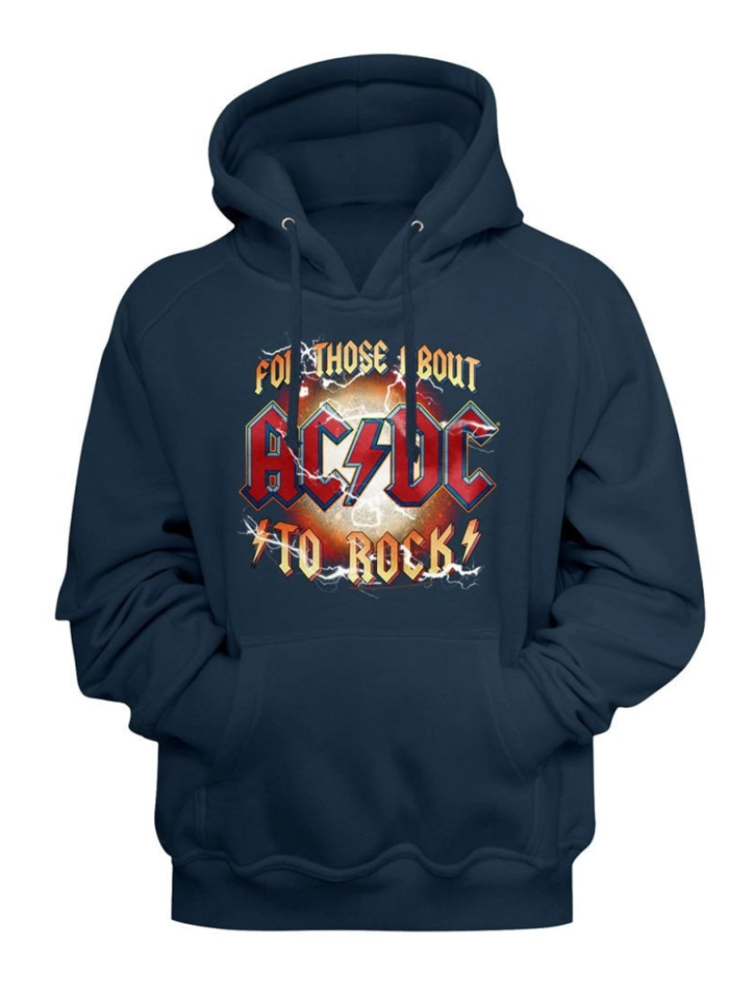 Rockinstone - Moletom com capuz adulto ACDC RWB marinho moletom com capuz CrewneckHoodie-S