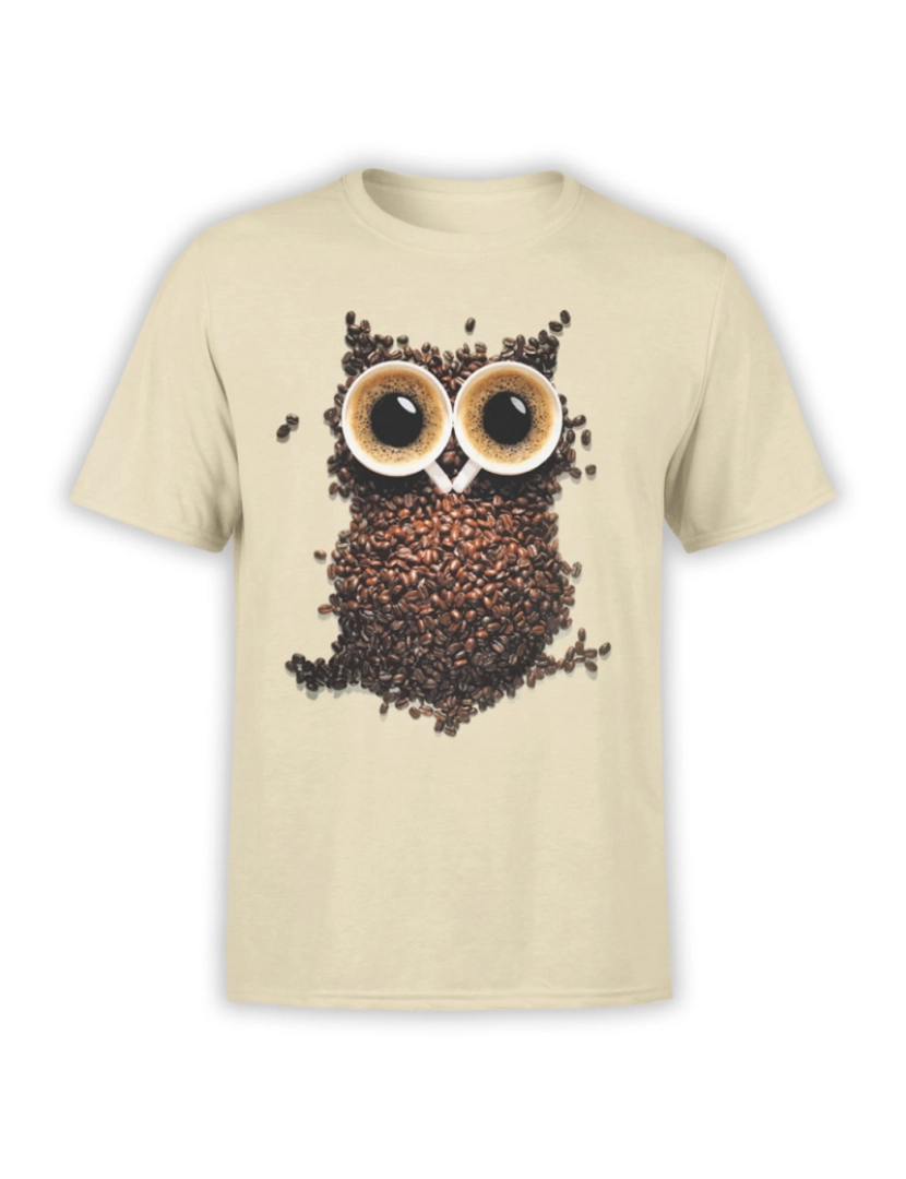 Rockinstone - Camisetas legais “Coruja de café”-S