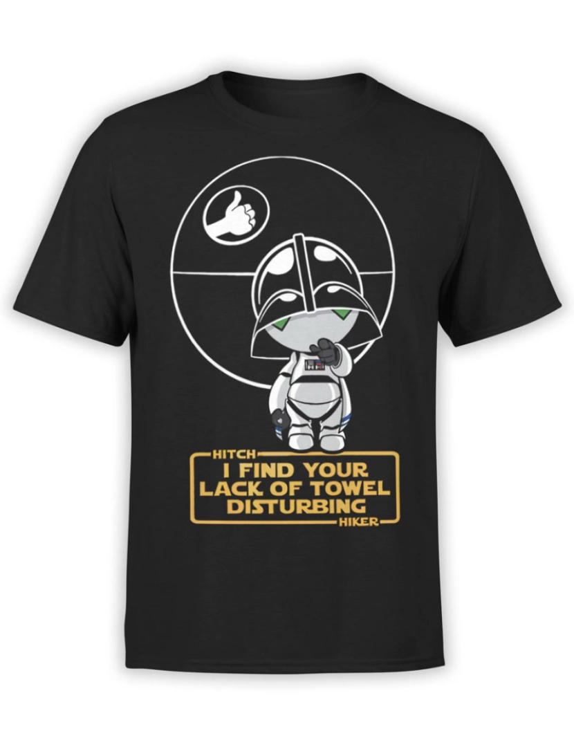 Rockinstone - Camiseta O Guia do Mochileiro das Galáxias Darth Marvin-S