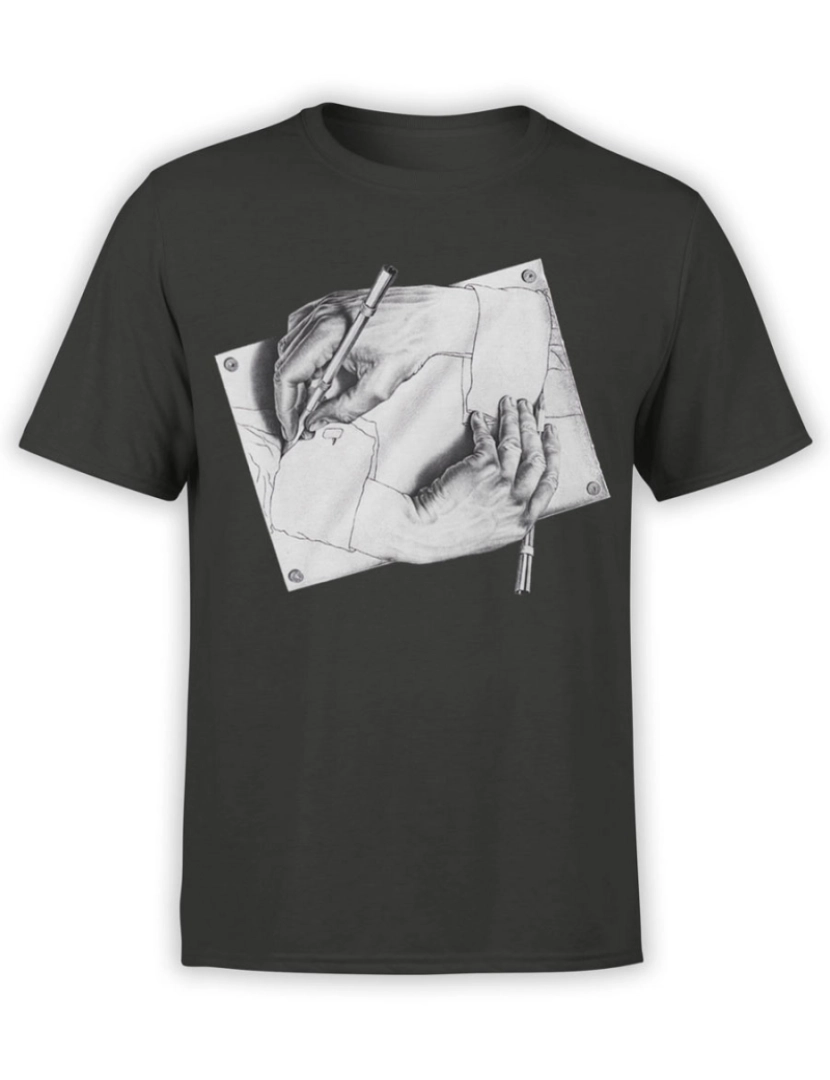 Rockinstone - Escher Camiseta Desenhando Mãos-S