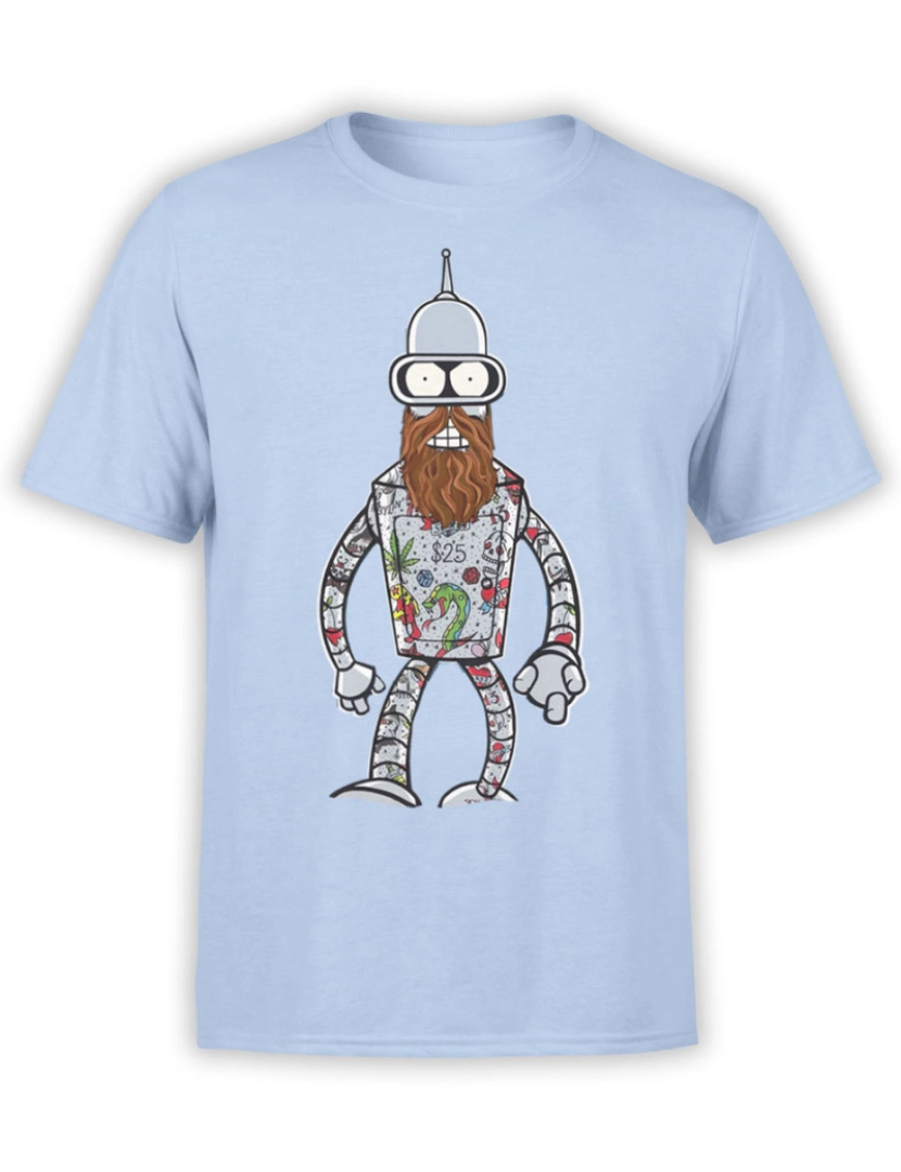 Rockinstone - Camiseta Futurama Bender Hipster-S