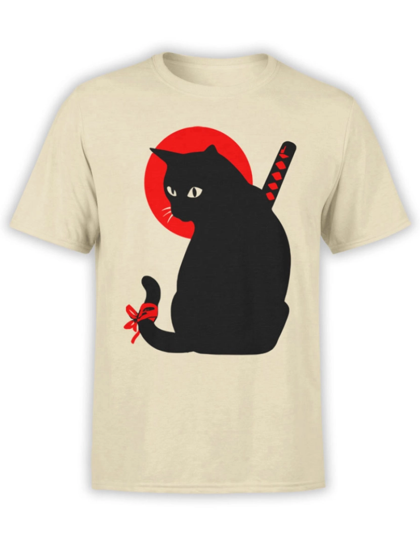 Rockinstone - Camiseta Gato Samurai Guerreiro-S