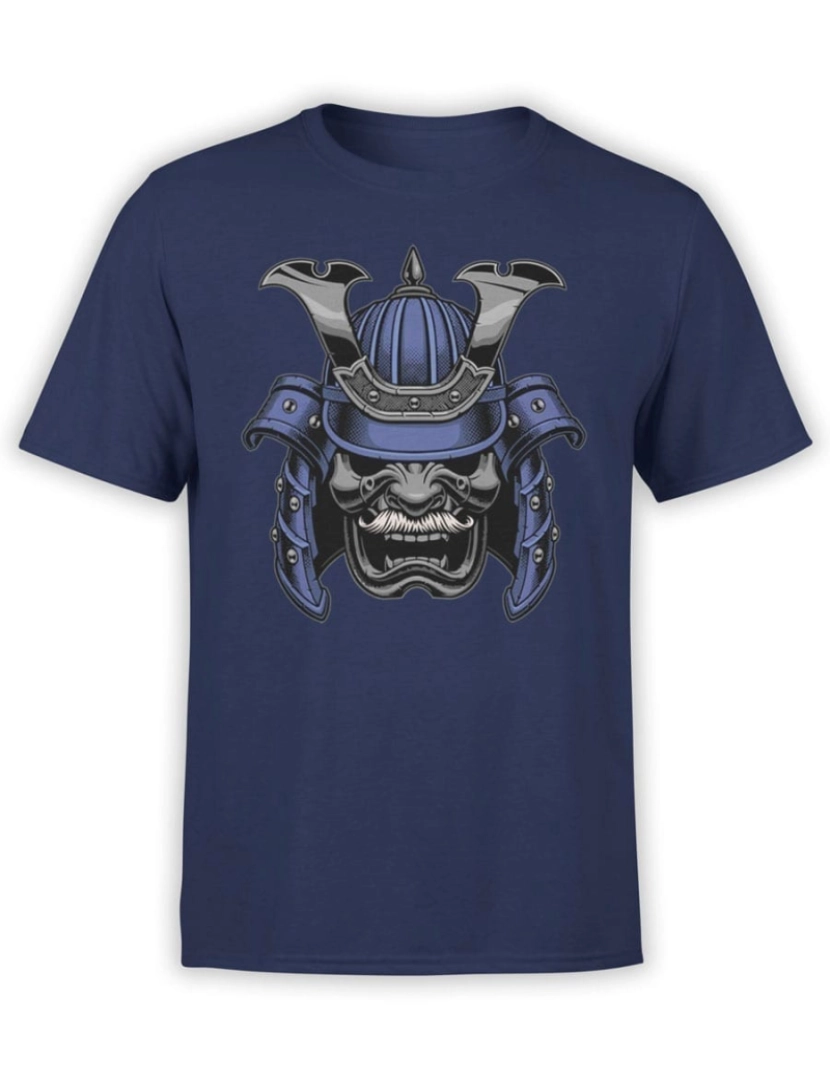 Rockinstone - Camiseta Máscara Samurai Azul-S