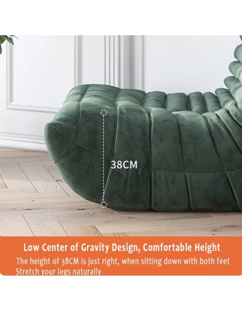 imagem de Softeva cadeira ergonômica moderna beanbag, não há necessidade de instalar cadeira de assoalho de veludo Verde3