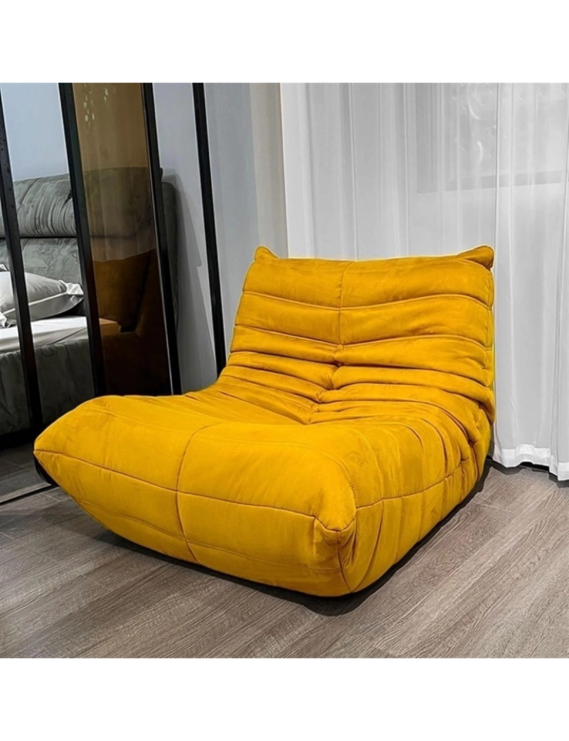 Softeva - Softeva cadeira ergonômica moderna beanbag, não há necessidade de instalar cadeira de assoalho de veludo Amarelo