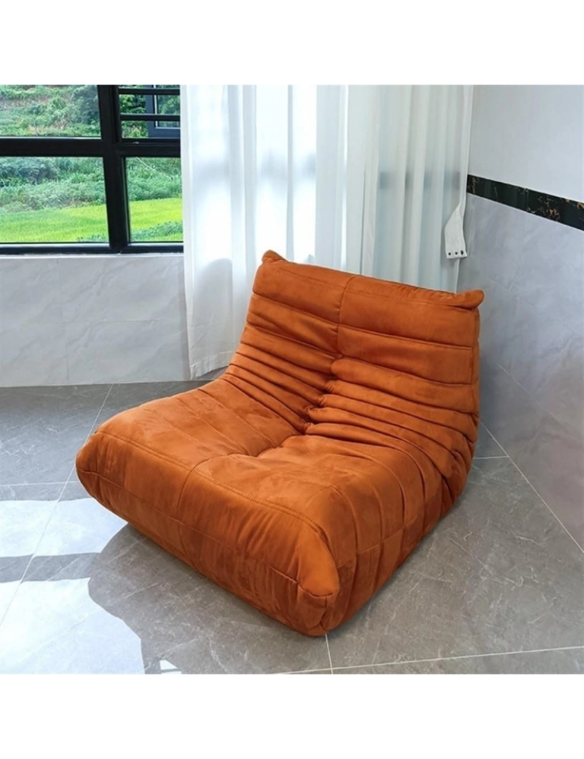 Softeva - Softeva cadeira ergonômica moderna beanbag, não há necessidade de instalar cadeira de assoalho de veludo Laranja