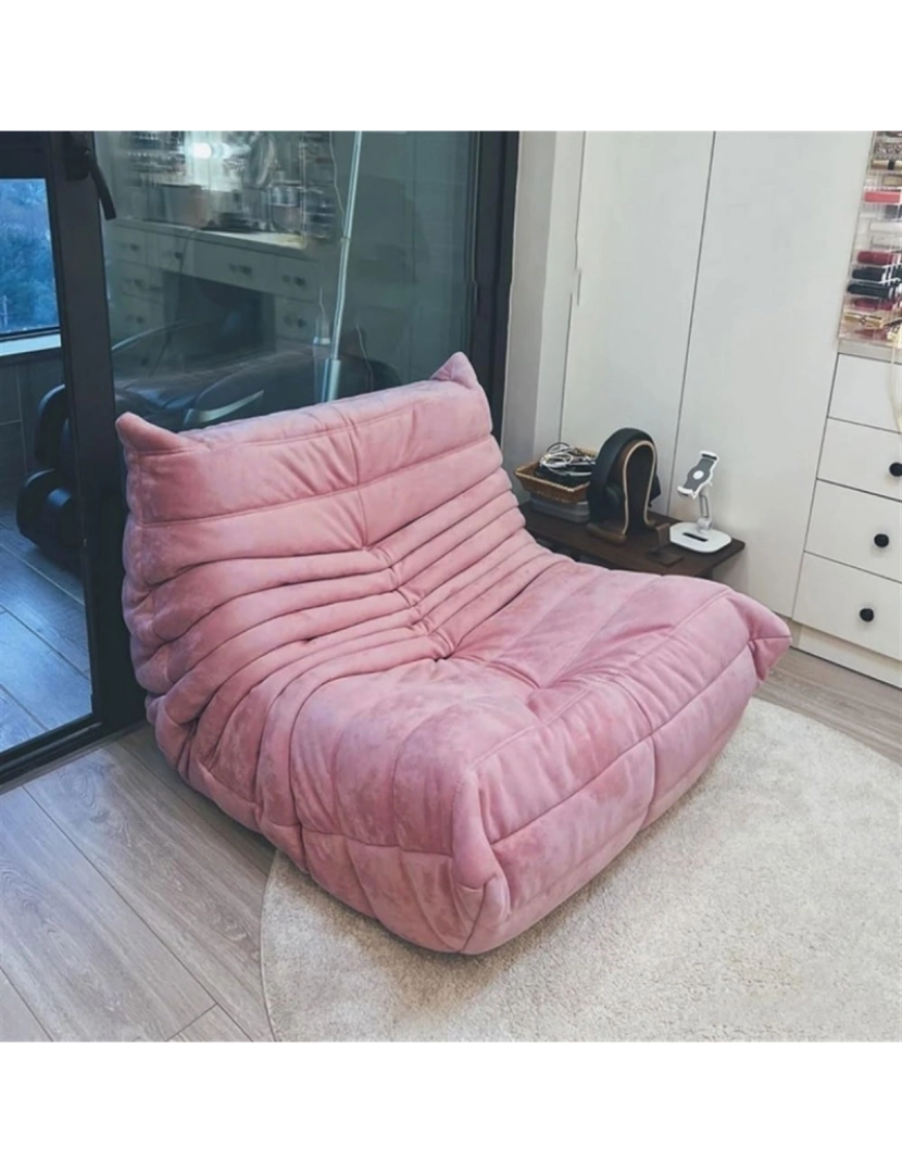 Softeva - Softeva cadeira ergonômica moderna beanbag, não há necessidade de instalar cadeira de assoalho de veludo Rosa