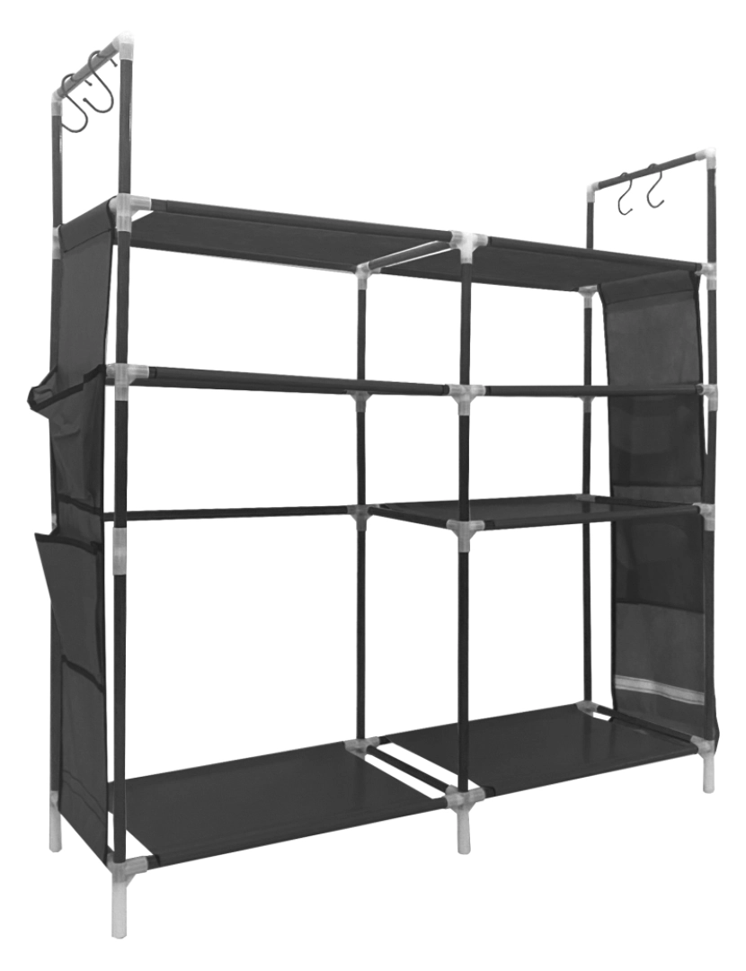 imagem de Sapateira modular de metal Nyana Home até 21 pares 95x90x27cm, 4 bolsos laterais, 4 alturas Preto.2