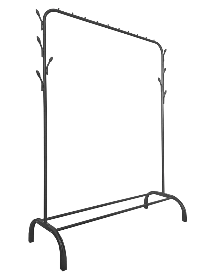 imagem de Donkey Premium Rack 1 Suporte Cabideiro Nyana Home 148x110x41cm, 2 barras suspensas, 1 prateleira inferior Preto.3